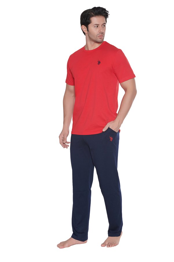 U.S. Polo Assn. Men's Red Crew Neck Pajama Set