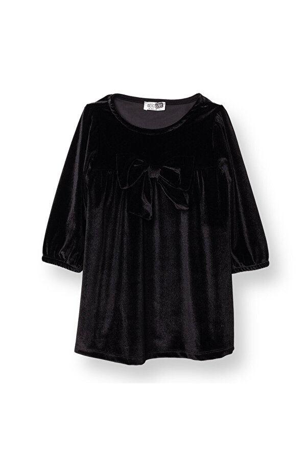 ebebek Hello Baby HelloBaby Kız Bebek Chic Elbise Kadife Bisiklet Yaka Kısa Kol