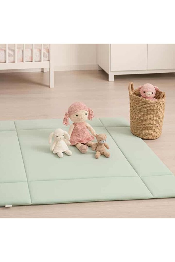 tinylamb Bebek Oyun Matı - Çocuk Oyun Matı Mint Renk - Katlanabilir ve Yıkanabilir Oyun Matı 120x120cm