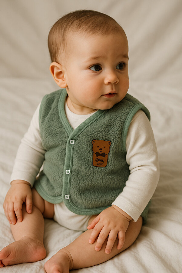 OMY KUZU WELLSOFT YELEK 3 AY-2 YAŞ UNISEX KIZ&ERKEK BEBEK ÇOCUK KIŞLIK YELEK TAKIM