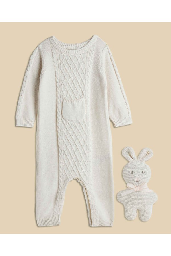 R&B Ivory Girl's Knitted Long Sleeves Rompers