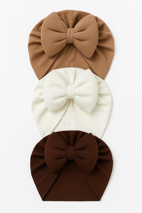 Bebekino 3’lü Fiyonklu Likralı Bebek Bonesi Seti – 3–18 Ay Arası Esnek ve Yumuşak Yapı