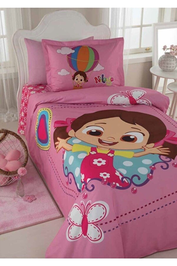 Özdilek Tek Kişilik Ranforce Nevresim Takımı Pembe Niloya Kelebek