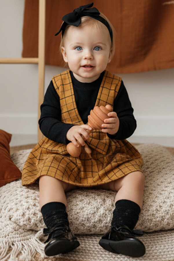 Parla Kids Kız Bebek Hardal Anna Jile Bandana Takım