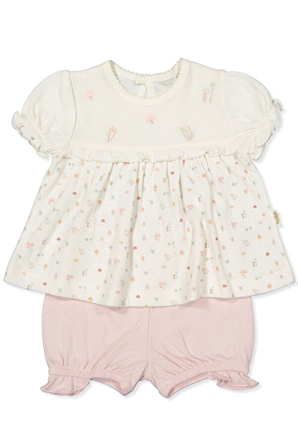 Bebetto ORGANİK SÜPREM DOUBLE PATİKSİZ PİJAMA TAKIM 2Lİ (ORGANIC MY MUSHROOM) GÜL KURUSU