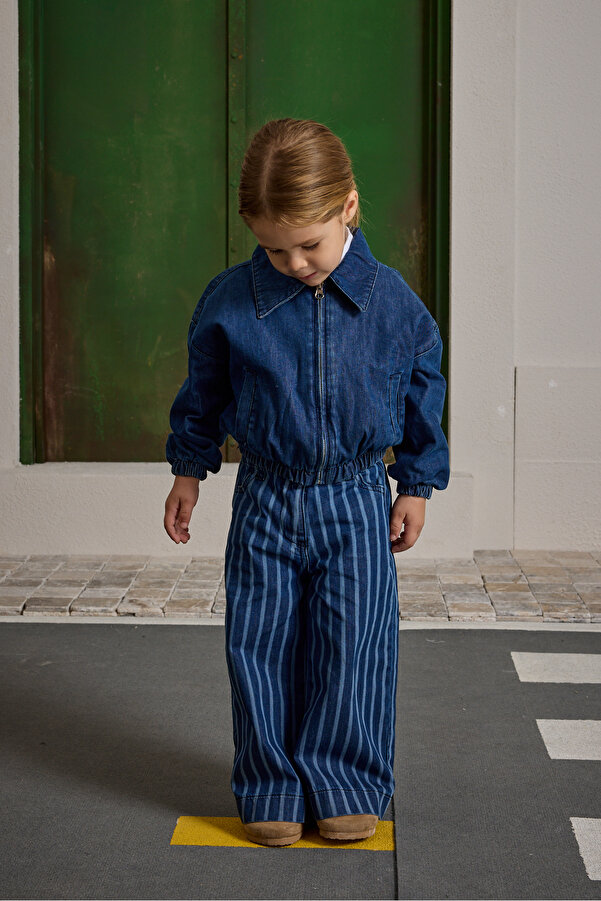 Fahhar Kids Denim Bomb Ceket Koyu Mavi