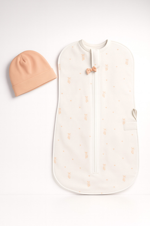 ciccimbaby Bebek Kundak Fermuarlı Şapka Hediyeli Yenidoğan Set