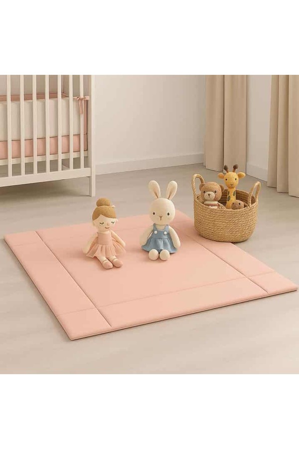 tinylamb Bebek Oyun Matı - Çocuk Oyun Matı Somon Renk - Katlanabilir ve Yıkanabilir Oyun Matı 75x100cm