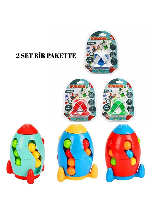 Luminoo ÖZEL TASARIM VE KOLEKSİYON KÜBİRİK 3 BOYUTLU ZEKA KÜPÜ VE ROKET KÜBİRİK 2 Lİ SET