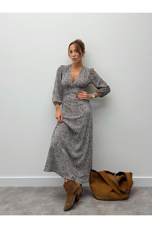 MALDİA SHOP Women's Stretch Fabric V-Neck Dress