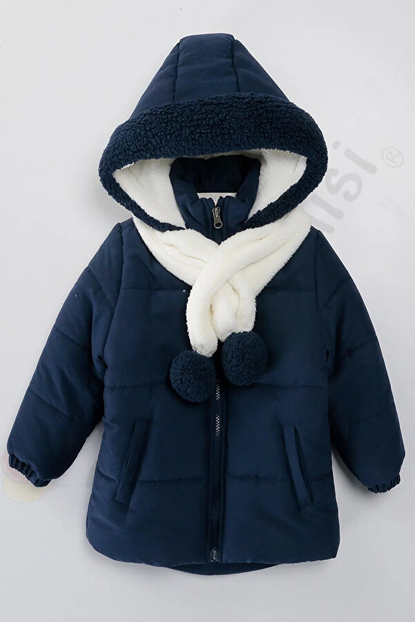 Bebek Vadisi Kapüşonlu Cepli İçi Peluş Kürklü Fermuarlı Kapitone Kar Şişme Kışlık Erkek Bebek Mont Çocuk Kaban