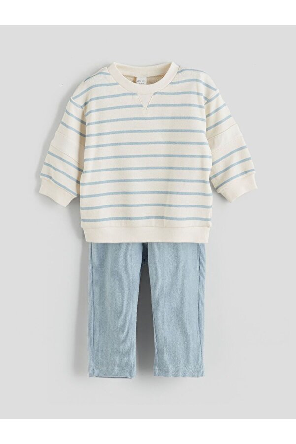 LC Waikiki LCW baby Çizgili Erkek Bebek Sweatshirt ve Kadife Pantolon