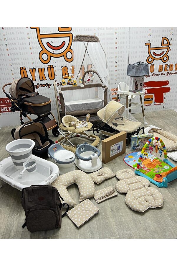 ÖYKÜ BEBEK DUNYASI 30 Parça Gold Pluss Bebek Çeyiz Seti Bebeğiniz İçin Gerekli Olan Herşey Full Set