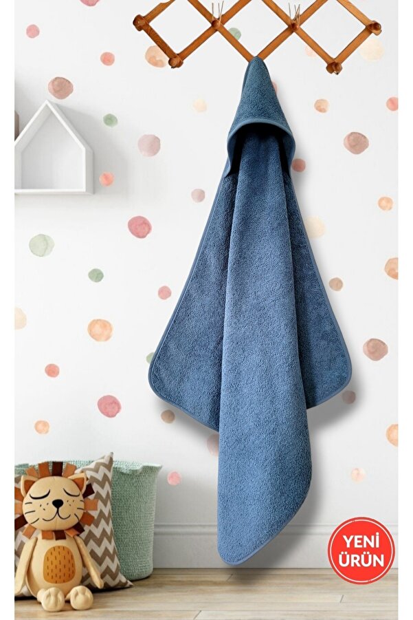 PAMUK HANIM Outlet-%100 Pamuklu Kız-erkek Yenidoğan-Bebek Banyo Havlu Kundak DÜZ/LACİVERT