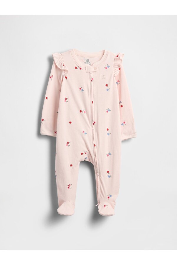 GAP Bebek Pembe First Favorites Organik Pamuklu Ayaklı Bodysuit