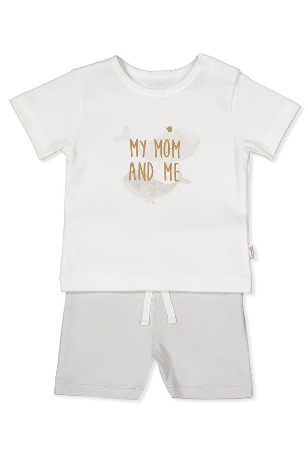 Bebetto İNTERLOK ŞORTLU PİJAMA TAKIMI 2Lİ (WHALES) GRİ