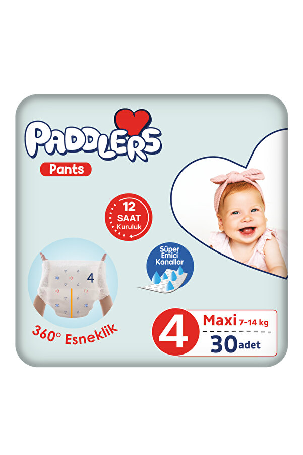 Paddlers Külot Bebek Bezi 4 Numara Maxi 30 Adet (7-14 Kg) Eko Paket