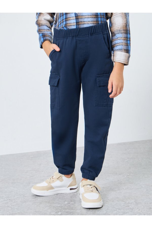 Styli Boys Navy Solid Cargo Joggers