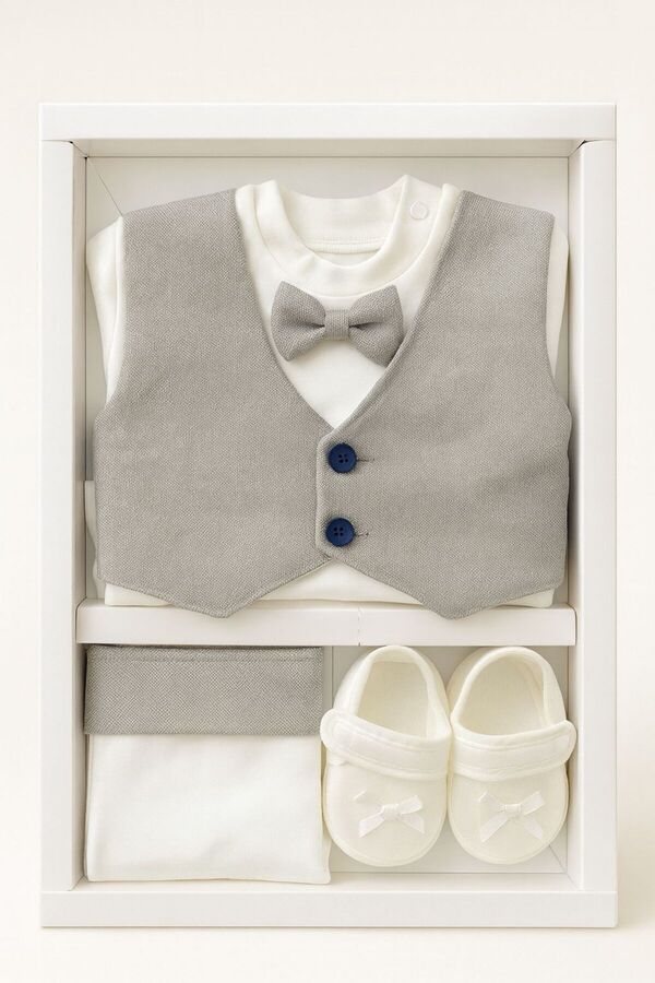 moukou Erkek Bebek 4 Parça Kutulu Pamuklu Hastane Çıkışı Mevlüt Takımı