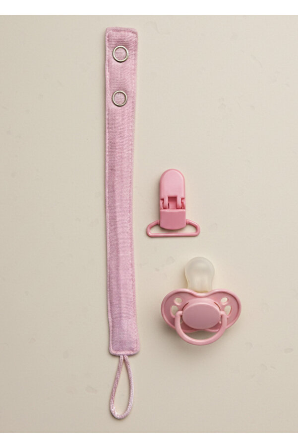 Joyous Mom Kids Pamuk Müslin Bebek Emzik Askısı Plastik Klips Kolay Açılır Emzik Tutacağı /Emzik Zinciri