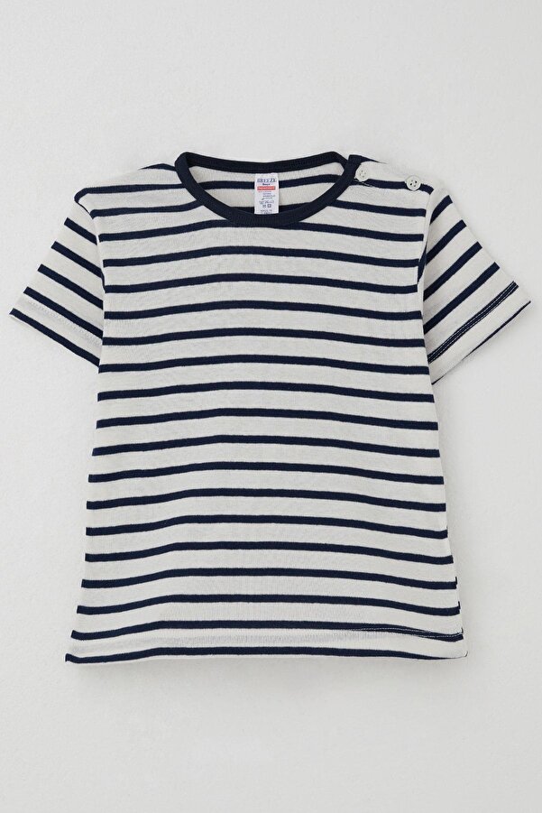 Breeze Erkek Çocuk Tişört Patlı Çizgili 1-4 Yaş, Beyaz