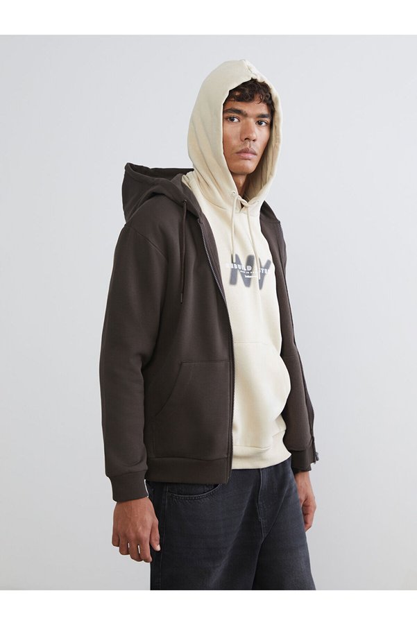 LC Waikiki New Season Hooded Men's Zippered Sweatshirt