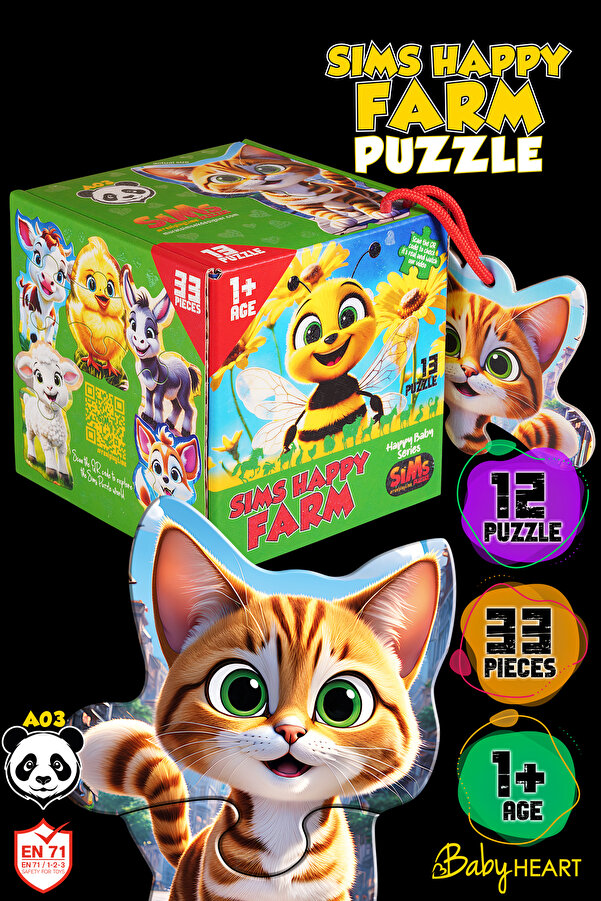 Sims Puzzle Bebekler İçin İlk Puzzle Yapboz Baby Çiftlik - 1 Yaş Üstü Montessori Eğitici Oyuncak