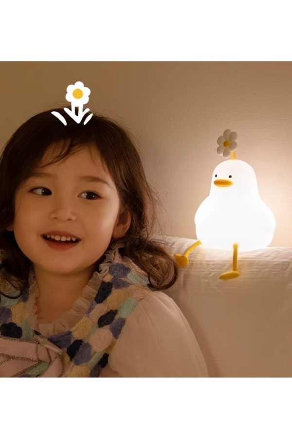 hediyeconcepti LED Gece Işıkları Sevimli Silikon Lamba USB Şarj Edilebilir Zamanlama Başucu Dekor Çocuklar Bebek