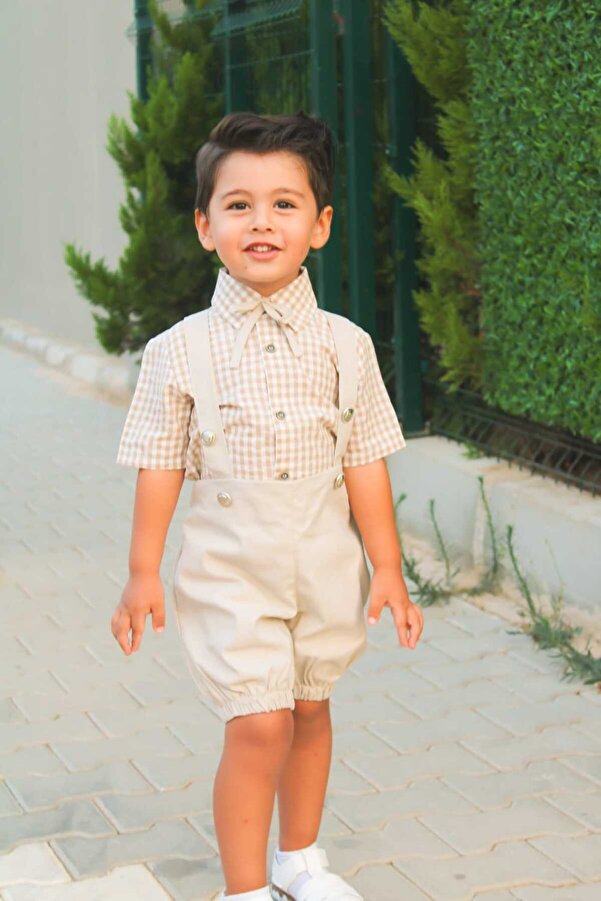 Z KİDS Kısa Düğmeli Pitikareli Salopet