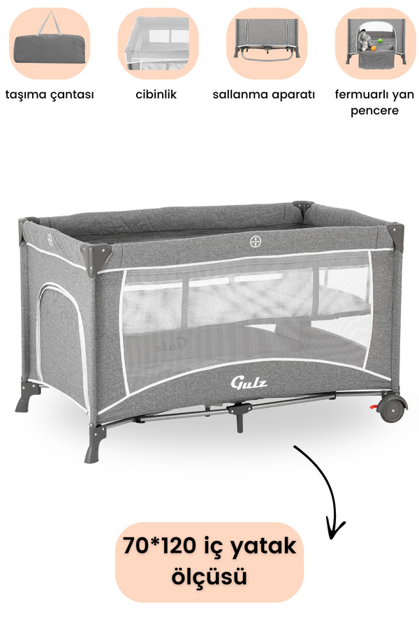 Gulz Raftel Oyun Parkı Bebek Beşik 70x120 Cm