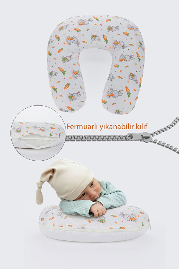 Disanuva Ergonomik Destekli Bebek Emzirme Yastığı Anne Minderi Çok Amaçlı Mama Yastığı Fermuarlı Yıkanabilir