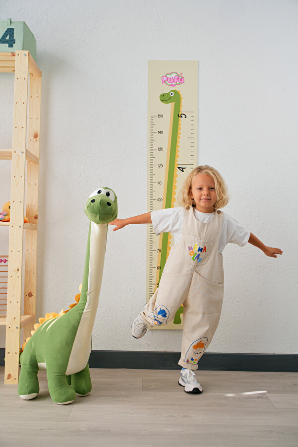 Pufu Toys Dinozor Peluş Yastık Oyuncak Yeşil (1 METRE)