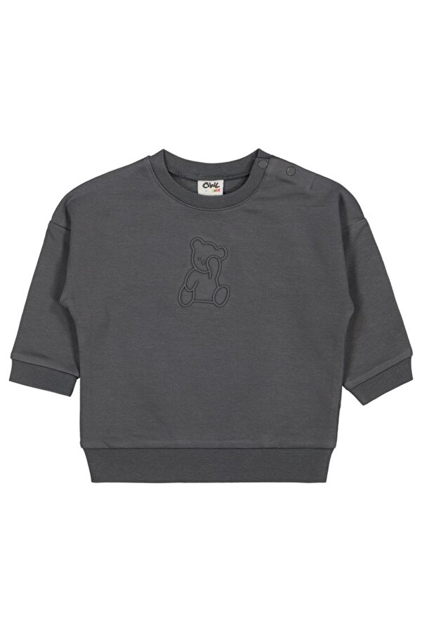 Civil Baby Teddy Baskılı 6-18 Ay Sweatshirt - Gri 18-24 Ay