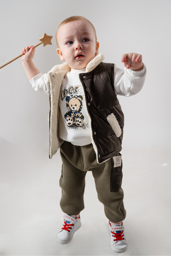 Jikko Baby Jikko Boys Takım Şişme Yelekli Kuzu Astarlı Mikro Cepli Takım