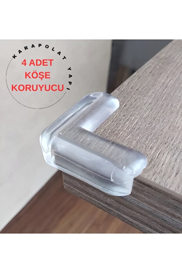 KarapolatYapı Şeffaf Yapışkanlı Kenar Ve Köşe Koruyucu - Çocuk Kenar Köşe Koruma 4 Adet