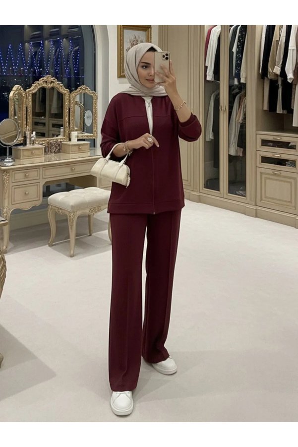 Oxygen Scarfs Zippered Basic Modest Two-Piece Set TK2962