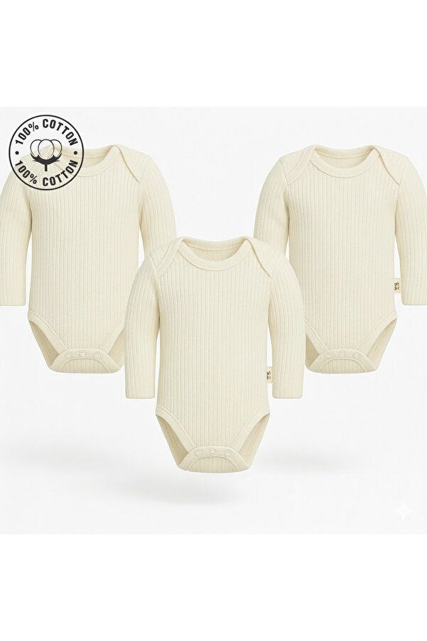 Kiddy Boo 3 lü Premium set Prematüre/Yenidoğan %100 Pamuk Çıtçıtlı Body Kız Erkek Unisex Zıbın