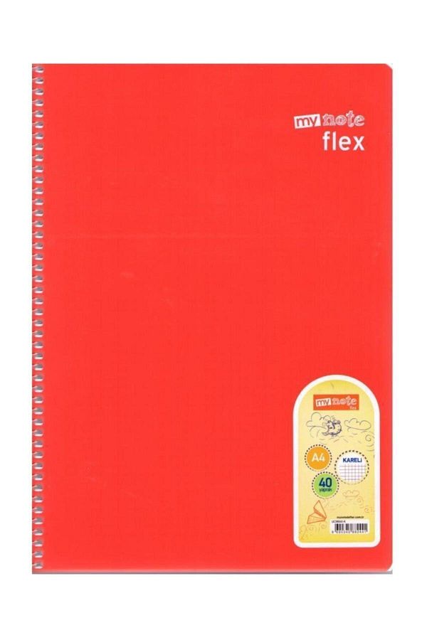 Mynote-FLEX SPIRAL 40 LEAVES CHECKED NOTEBOOK RED 1