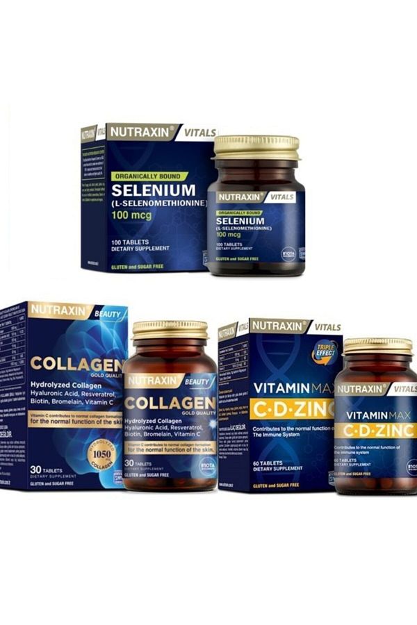 Nutraxin-Vitamin Max 60 Tablets + Selenium 100Mcg - 30 Tablets with Collagen Hydrolyzed Addition 1