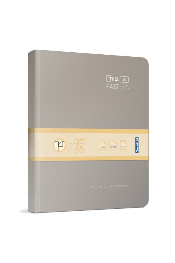 Gıpta-The Book باستيل 17x24 120 ورقة 4 أقسام غطاء صلب دفتر ملاحظات (3309) رمادي باستيل مخطط 1