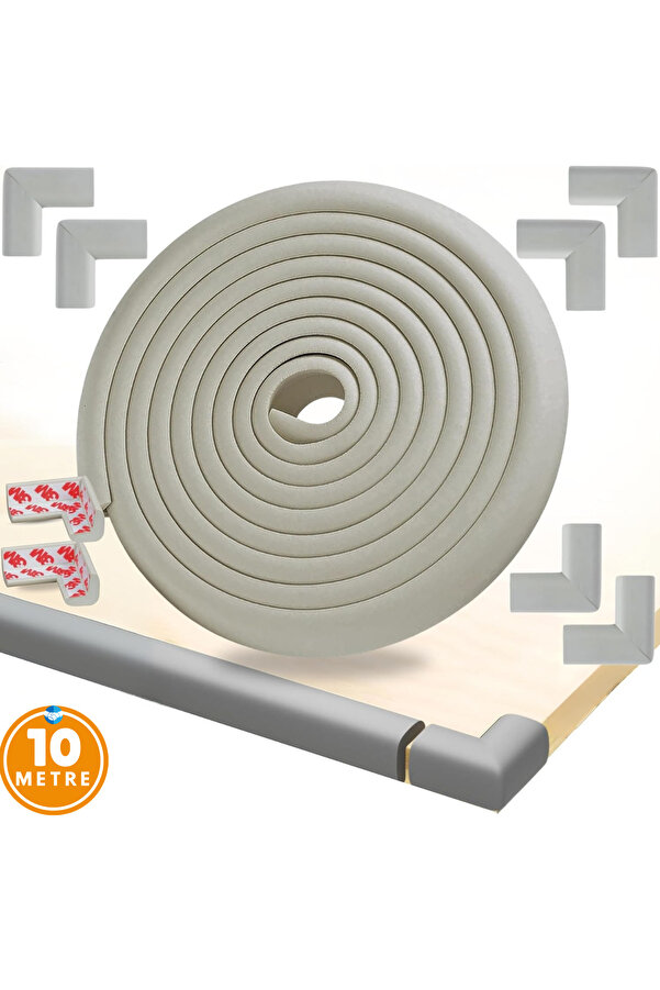 Miningaa A Kalite 3M Marka Bant 10 Metre 10 Adet Gri Rek Köşe Koruyucu Esnek Ve Yumuşak Kauçuk Kenar Koruyucu