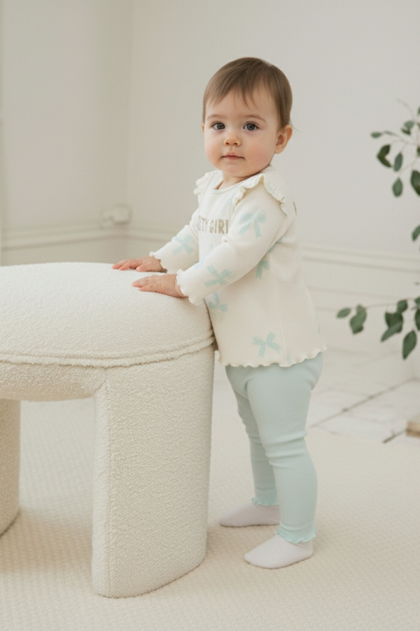 Minipodyum Kız Bebek  Bandanalı Taytlı 3 Parça Alt Üst Takım