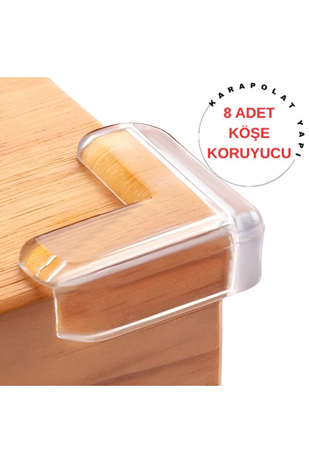 KarapolatYapı Şeffaf Yapışkanlı Kenar Ve Köşe Koruyucu - Çocuk Kenar Köşe Koruma 8 Adet