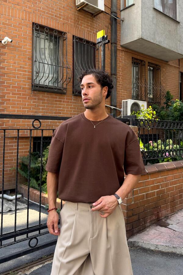 Flaw Wear Basic Oversized T-Shirt Dark Brown