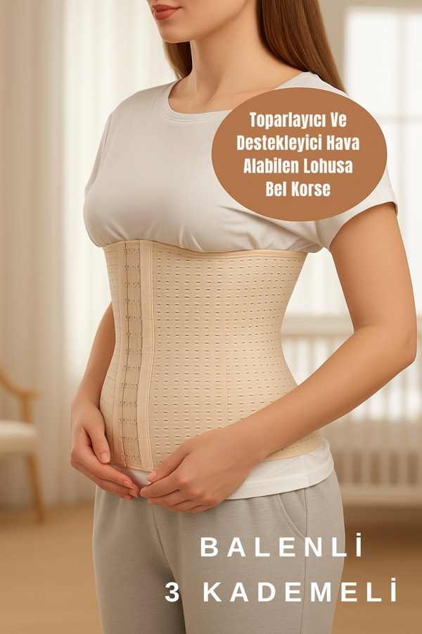 figiza ShapePro Latex Korse Balenli Hava Alan Doğum Sonrası Sıkılaştırıcı ve Toparlayıcı Agraflı Korse