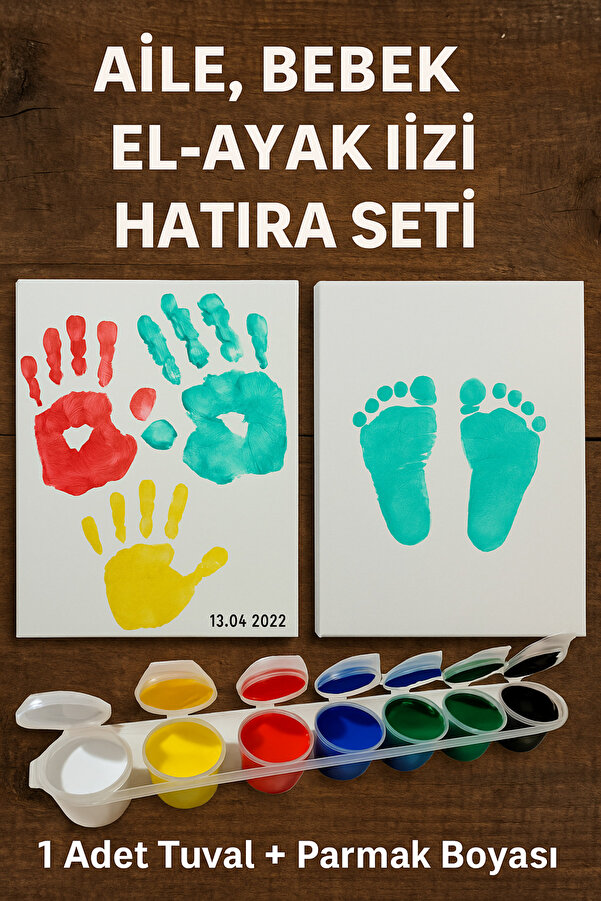 O&S Oyun ve Sanat Eğlen-Üret Bebek El Ayak Izi - Aile El Ağacı - Aile El Hatıra - Resim Başlangıç Seti- Tuval (TUAL) Seti
