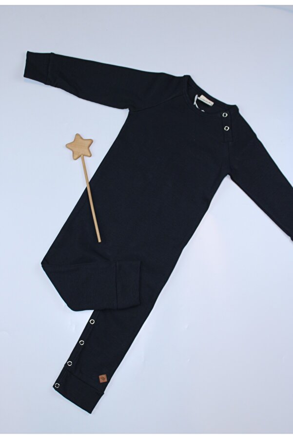 Milk & Muffin 574-ORGANİK BEBEK FİTİLLİ ÇITÇITLI LACİVERT RİBANA TULUM