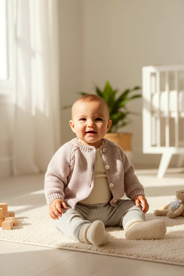 Tokuşka 1-2 Yaş Örgü Unisex Bebek Hırkası