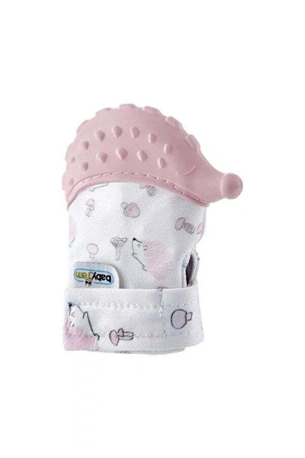 Babyjem Hışırtılı Silikon Diş Kaşıyıcı Eldiven Kirpi - Pembe