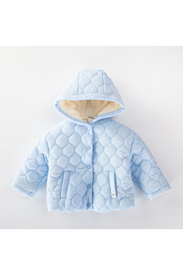 ZERA KIDS Soft Kapitone Kumaş, Cepli, Kapüşonlu Çocuk Kışlık Mont-Kaban